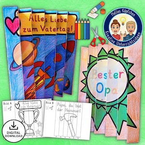 Vatertag Bastelvorlage Agamograph – Kunstprojekt Ziehharmonikabild | PDF A4 Kinder in Grundschule & Förderschule mit Bastelanleitung DEUTSCH