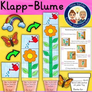Klapp-Blume Bastelvorlage – Geschenkidee Growth Mindset zum Muttertag, Vatertag oder Valentinstag | PDF A4 Kinder Grundschule DEUTSCH