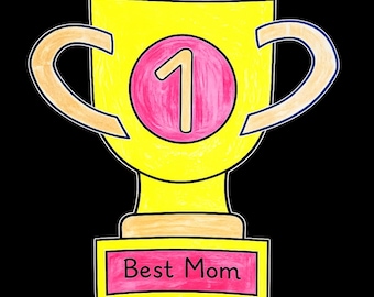 Mother’s Day Trophy Card Craft Printable, Foldable Award Card for Mom Grandma, Mothers Day Writing Activity Kids, Classroom Craft ENGLISH