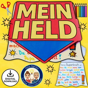 Modelo de cartão de super-herói – ideia de presente para o Dia das Mães, Dia dos Pais ou Dia dos Namorados | PDF A4 para crianças do ensino fundamental e escolas de necessidades especiais
