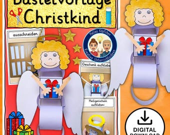 Christ Child Craft Template for Elementary School (DIN A4 PDF) | Christmas Art Project for Grades 1-4 | Christmas Decorations on Construction Paper | German | Bright Mind