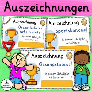 Certificate of Achievement Award – Het echte certificaat voor studenten aan het einde van het schooljaar | PDF Awards Erkenning voor Kinderen | Duits