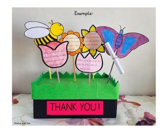 Flower Box Craft Printable, Mother’s Day Father’s Day Valentine’s Day Gift, Spring Flower Craft Kids, Writing Activity Classroom ENGLISH