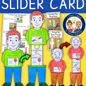 Father’s Day Slider Craft Printable - Pull Tab Message Craft for Dad Grandpa - Interactive Fathers Day Gift Kids - Writing Activity ENGLISH