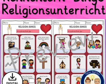 Religious Education Getting-to-Know Game School Start Bingo Grades 1 & 2 – PDF DIN A4 | Game for Beginning Religion Classes in Primary School | German