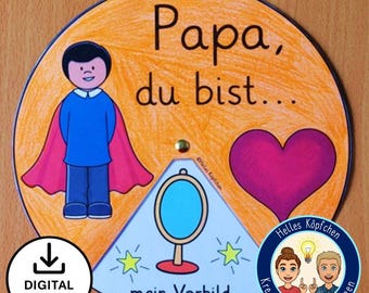 Father's Day Craft Template Turntable – Father's Day Gift for Dad or Grandpa | Crafts with Children PDF | Elementary School & Kindergarten