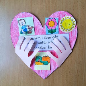 Danke sagen Bastelvorlage Grundschule – Dankbarkeit zeigen im Ethikunterricht | Herz Ausmalbild PDF zum Ausdrucken Klasse 1–4