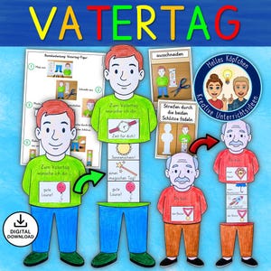 Modèle de bricolage pour la fête des pères – idée cadeau pour papa ou grand-père | PDF A4 avec instructions de bricolage pour les enfants de l'école primaire et de l'école spécialisée en allemand