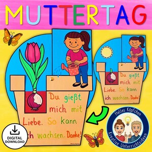 Moederdag knutselsjabloon draaitafel – cadeau voor moeder of oma met symboliek van een groeimindset | PDF om af te drukken voor kinderen in de basisschool
