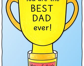 Father’s Day Trophy Craft Printable, Standing Trophy for Dad Grandpa, 3D Paper Craft Kids, Award Fathers Day Gift Classroom Activity ENGLISH