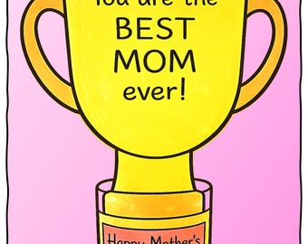 Mother’s Day Trophy Craft Printable, Standing Trophy for Mom Grandma, 3D Paper Craft Kids Mothers Day, Award Gift Classroom Activity ENGLISH
