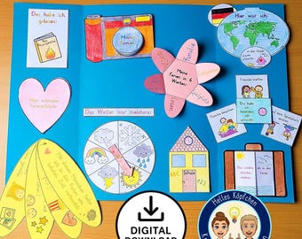 Holiday Lapbook Craft Template – Reflection after the Holidays, Grades 1–6 | PDF A4 for Primary & Secondary School | German Teaching Material