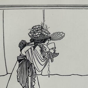 Aubrey Beardsley - Isolde - Original line block print -  Print date 1930