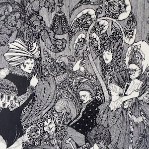 1901 - Aubrey Beardsley - Stampa originale a blocchi di legno - La caverna della milza - Alexander Pope - Il ratto del ricciolo - Data di stampa 1901