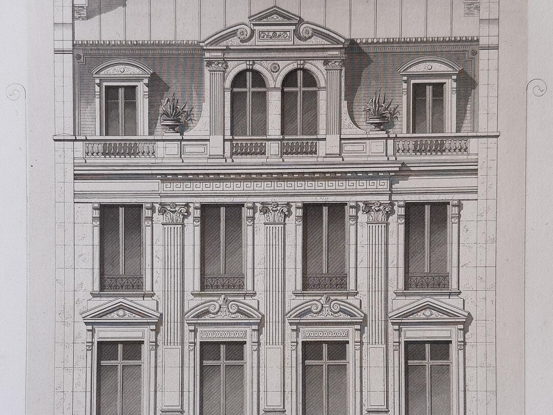Antique 19th Century Engraving - Architectural Drawing of a Haussmann ...