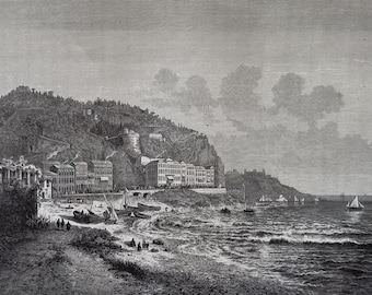 Gravure Ancienne 19ème – Vue De Nice, France – Papier D'Époque