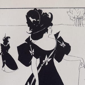 Aubrey Beardsley - Diseño para una tarjeta de golf - Impresión en bloque de línea original - Fecha de impresión: 1930