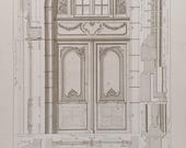 Antique lithograph of Louis XV arched gate – Woodworking print from 1900 - Architectural carpentry plans