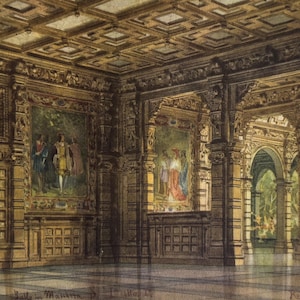 Scenografia del Teatro alla Scala di Vittorio Rota – Un ballo in maschera di Verdi – Sceneggiatura italiana – Stampa originale d'epoca – 1945