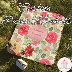 Manta de exterior personalizada para picnics, manta personalizada para fiestas en el jardín, tapete de picnic floral resistente al agua, regalo romántico para parejas, diseño de primavera