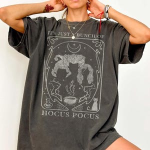 Disney Hocus Pocus Just A Bunch Of Hocus Pocus Tarot Card Halloween T-Shirt, Winifred Sarah and Mary Mickey's Not So Scary Halloween Party