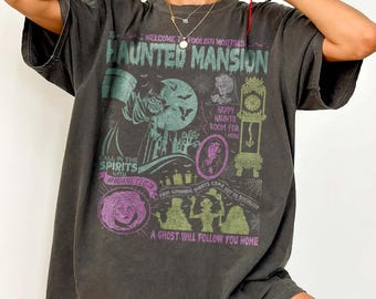 Retro Coquette Disney Haunted Mansion Shirt, Welcome Foolish Mortals, Hitchhiking Ghost, Disney Girl Trip Shirt, Girly Disney Halloween Tee