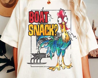 Camiseta "Boat Snack Hei Hei", camisetas de Disney Snacks, camiseta "I'm Here For The Snacks", camiseta de Disney Moana, camiseta de Moana Rooster, camiseta de Epcot Snacks