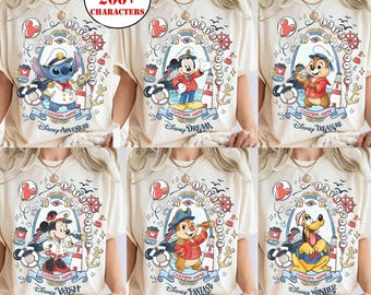 Personalized Disney Cruise Let's Cruise Mickey & Friends Family Cruise Trip Shirt, Disney Wish Dream, Wonder Fantasy, Disney Cruise Group