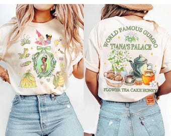 2-sided Disney Tiana's Palace Shirt, Princess Tiana Flower Tea Cake Honey T-shirt, The Princess and the Frog Shirt, Disney Girl's Trip Shirt