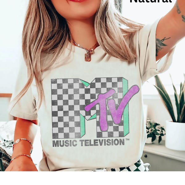 Camiseta con el logo retro desgastado de MTV, camiseta vintage de música y televisión, camiseta con el logo de MTV, camiseta retro de los 80 y 90 con lavado MTV para toda la familia.