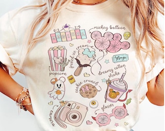 Coquette Disneyland Girly Magical Disney Snacks Halloween shirt, Just Here For The Snacks Quote Tee, Food Lover, Mickey Minnie Halloween