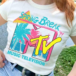 MTV Music Television Spring Break 94 T-Shirt, Vintage Music Television Tee, MTV Logo T-shirt, Retro 80s & 90s MTV Wash Family Tee,Family Tee