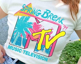 MTV Music Television Spring Break 94 T-Shirt, Vintage Music Television Tee, MTV Logo T-shirt, Retro 80s & 90s MTV Wash Family Tee,Disney Tee
