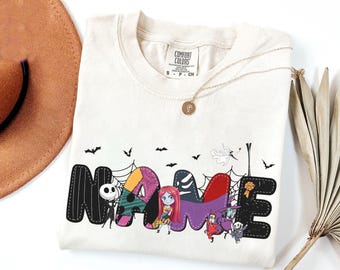 Custom Name Kids Toddler The Nightmare Before Christmas Shirt, Personalized Disney Jack Skellington Sally Shirt, Disneyland Halloween Tee