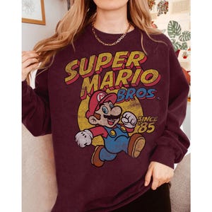 Vintage Super Mario Bros Gaming Funny Gamer T-Shirt, Mario Since 85 for Gamer, Universal Studios Hollywood Super Mario Costume Matching Tee image 6