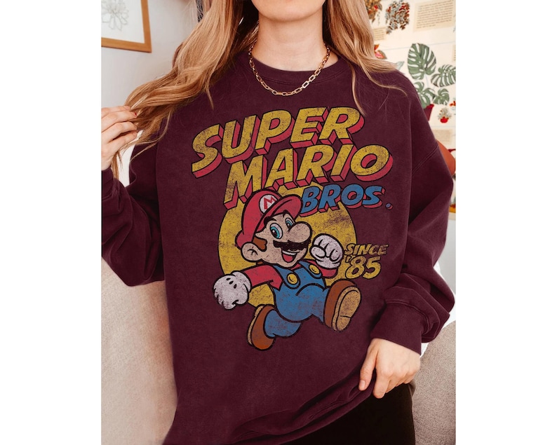 Vintage Super Mario Bros Gaming Funny Gamer T-Shirt, Mario Since 85 for Gamer, Universal Studios Hollywood Super Mario Costume Matching Tee image 6