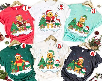 Disney Winnie The Pooh Christmas Light, Pooh Costume Santa Elf Snow Man Christmas Shirt, Mickey's Very Merry Christmas Party Matching Shirt