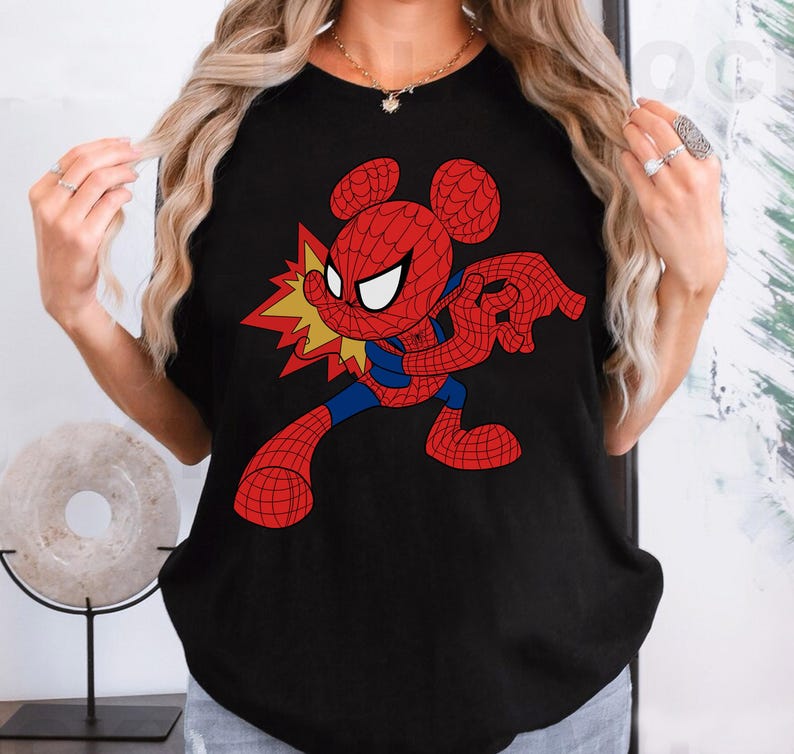 Maglietta Disney Mickey Spider, maglietta Disney Mickey Spiderman, maglietta per bambini Disney Spider, maglietta Disney Marvel Spider, Topolino e i suoi amici, fan MCU immagine 2