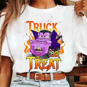 Disney Pixar Cars Halloween Tow Mater Vampire Truck Or Treat Shirt, Mater Halloween Costume T-shirt, Cars Halloween Group Matching Tee image 3