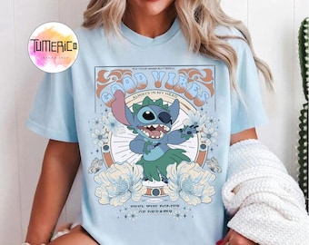 Retro Stitch Summer Vibes Shirt, Stitch Dancing Hawaii Shirt, Lilo and Stitch Shirt, Cute Stitch Shirt, Disneyland Family Matching Shirt