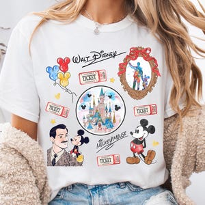 Walt Disney Coquette Bow Micky Maus Shirt, Disney Watercolor Partners Statue, Disneyland Ticket Tee, Disney Girl's Trip, Magic Kingdom Tee