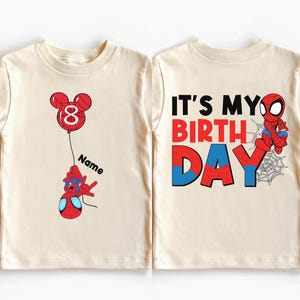 2-sided Custom Name Age Spider Man Birthday Balloon Shirt, Superhero Birthday Boy Tee, Spiderman It's My Birthday Tee, Spider Birthday Party