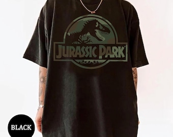 Jurassic Park Camo Fossil logo grafisch T-shirt, Jurassic World Rebirth T-shirt, tyrannosaurusshirt, dinosaurus T-Rex-shirt, T-shirt jaren 90 Dino