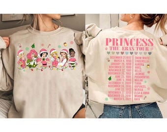 2-seitiges Disney Prinzessinnen Weihnachtshemd, Disney Prinzessinnen Weihnachtslichter Eras Tour T-Shirt, Mickey's Merry Christmas Party 2026 Hemd