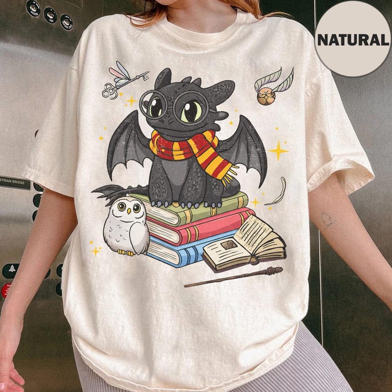 Toothless Vintage Shirt, Epic Universe Toothless Shirt, Toothless Gryff Costume Witch Halloween Shirt, Night Fury Wizard Universal Studios image 3