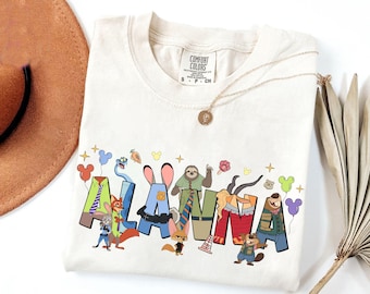 Benutzerdefinierte Disney Zootopia 2 Charaktere Shirt, personalisierte Disney Judy Hopps, Finnick, Bellwether, Nick Wilde T-Shirt, benutzerdefinierte Geburtstag Junge Mädchen T-Shirt