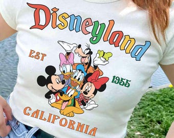 Disneyland Est 1955 Kalifornien-skjorta, retro Mickey and Friends-skjorta, Mickey Minnie Donald Daisy Goofy Pluto-porträttskjorta, Disney-tröja