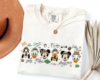 Disney Musse och vänner signaturtröja med djurriket, Musse safari-tröja, Mimmi Kalle Långbens safari-tröja, Disney Safari-tröjor