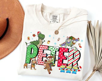 Camiseta personalizada con nombre para niños pequeños, disfraz navideño de Toy Story, camiseta personalizada de Disney, Buzz, Woody y Jessie, camiseta de cumpleaños para niño y niña.