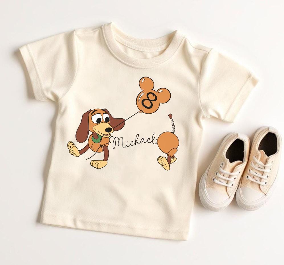 Personalized Name Age Disney Slinky Dog Birthday Shirt, Disney Birthday Boy Girl Tee, Toy Story Birthday Tee, Disney Family Birthday Tees